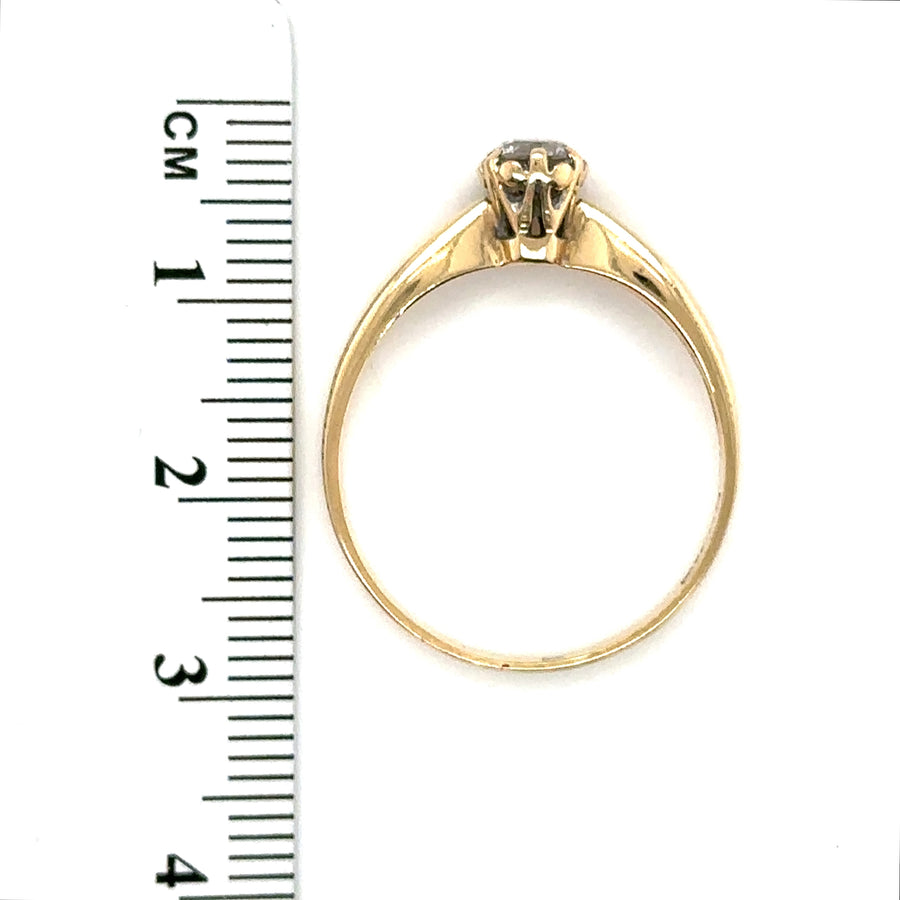 18ct Yellow Gold Single Stone Diamond Set Ring (c. 0.33ct) - Size S 1/2