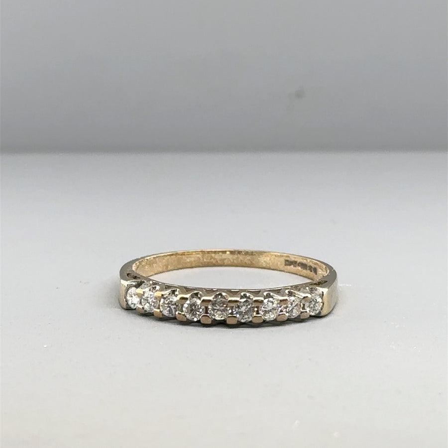 9ct Yellow Gold Diamond Half Eternity (c. 0.27ct) - Size P