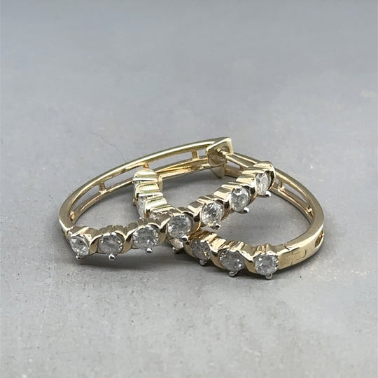 9ct Yellow Gold Diamond Hoop Earrings (c. 0.84ct)