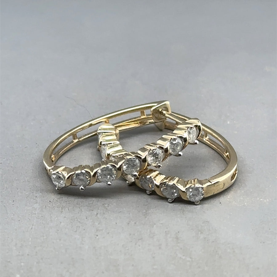 9ct Yellow Gold Diamond Hoop Earrings (c. 0.84ct)