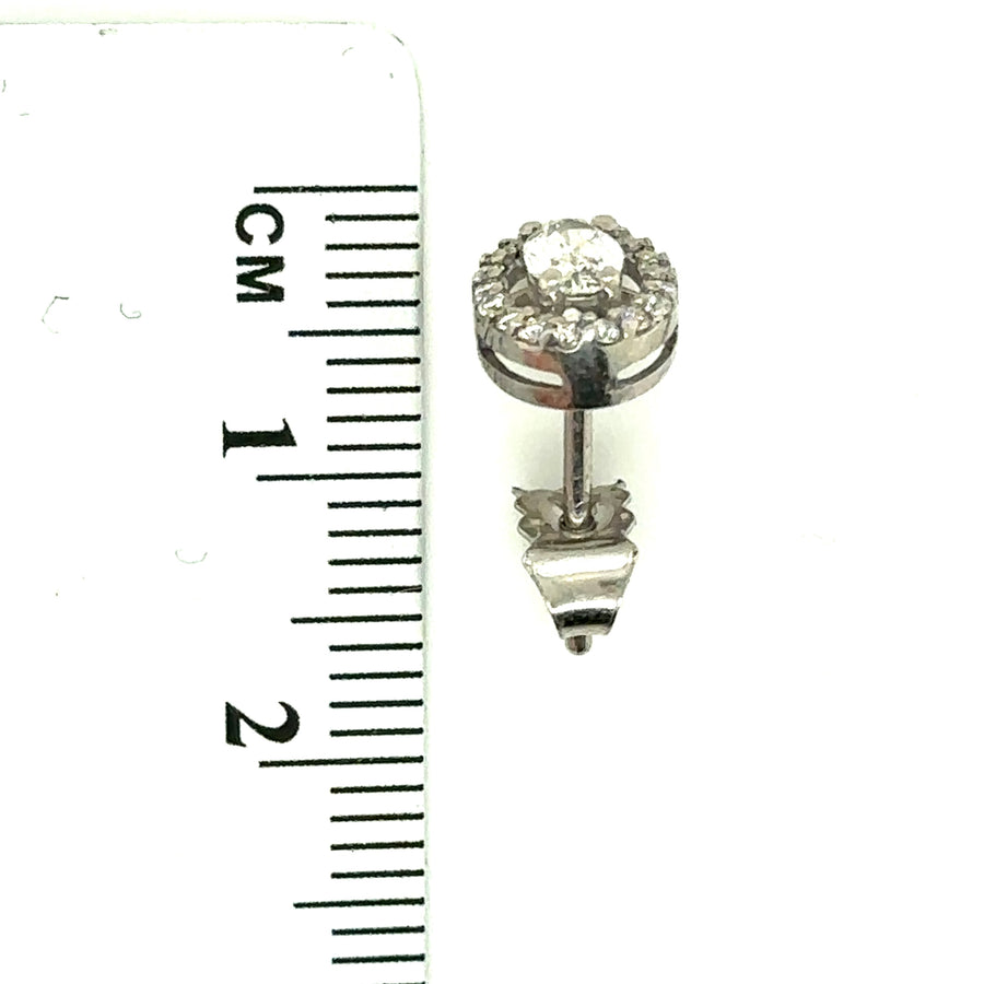 18ct White Gold Oval Diamond Halo Stud Earrings (c. 0.40-0.45ct)