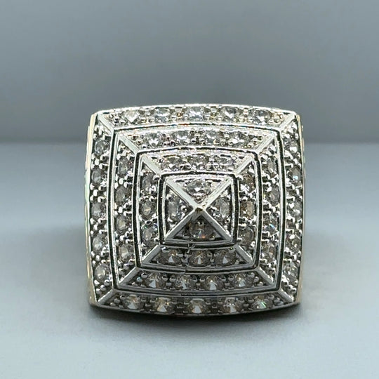 9ct Yellow Gold Cubic Zirconia Pyramid Ring - Size Z