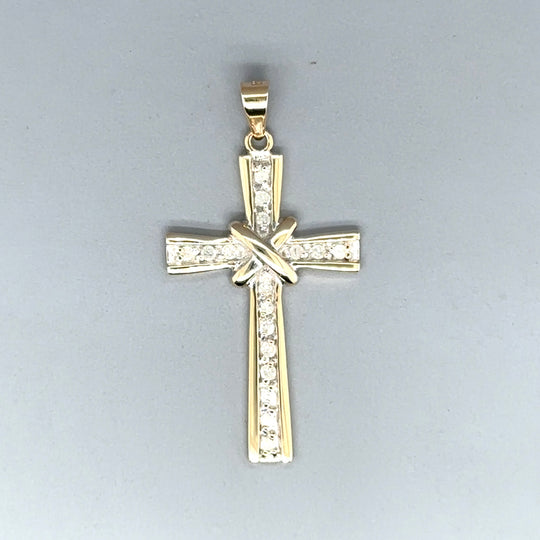9ct Yellow Gold Diamond Cross Pendant (c. 0.25ct)