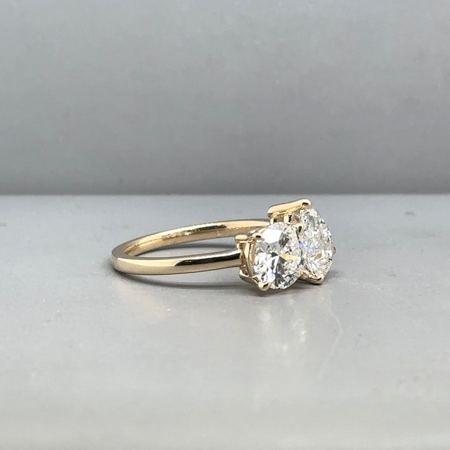 9ct Yellow Gold Two Stone Lab Grown Diamond Ring (c. 2.00ct) - Size O - NEW!