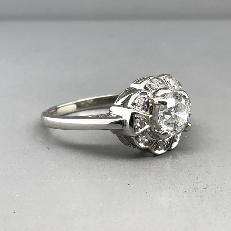 14ct White Gold Fancy Diamond Ring (c. 1.10ct) - Size N