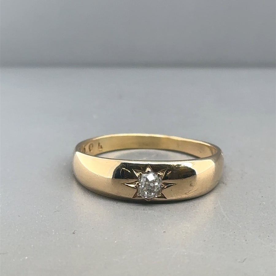 18ct Yellow Gold Single Stone Diamond (c. 0.20 - 0.25ct) - Size U