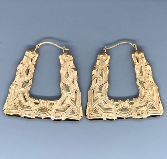 9ct Yellow Gold Textured Hoop Earrings