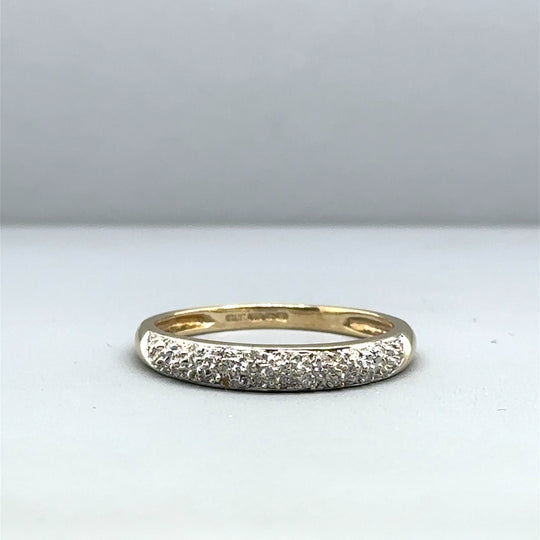 9ct Yellow Gold Diamond Set Ring - Size P