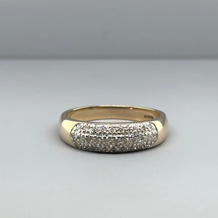 9ct Yellow Gold Diamond Set Ring (c. 0.30ct) - Size Q 1/2