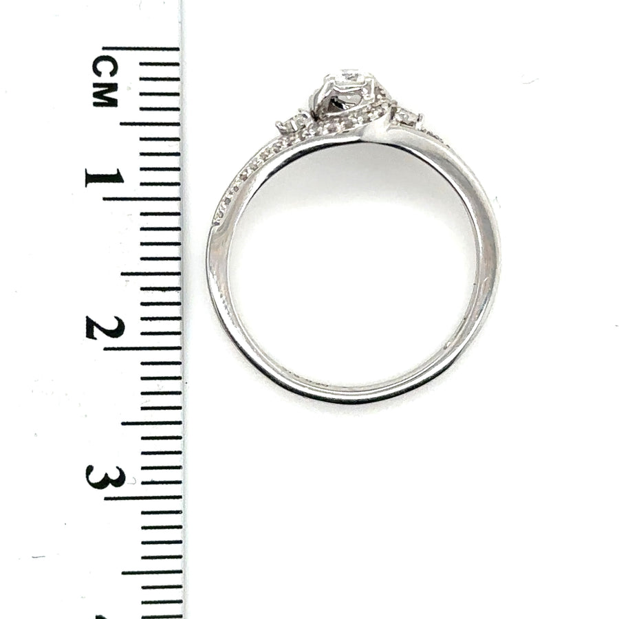 9ct White Gold Diamond Ring (c. 0.20ct) - Size L 1/2