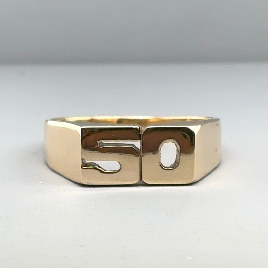 9ct Yellow Gold 50 Ring - Size Z