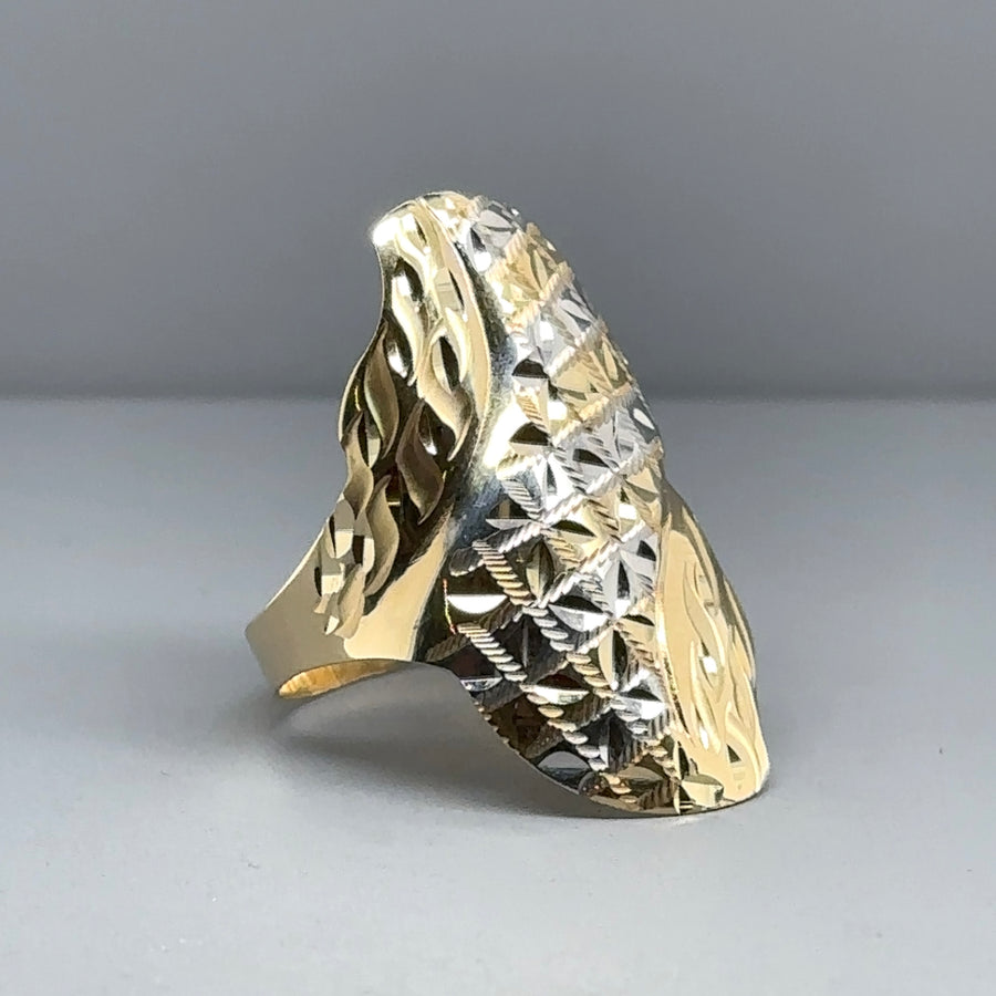 14ct Bi-Colour Dress Ring - Size R 1/2