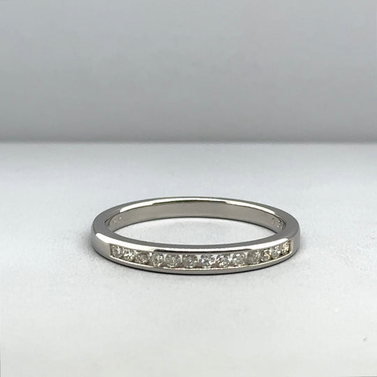 9ct White Gold Diamond Half Eternity Ring (c. 0.25ct) - Size T