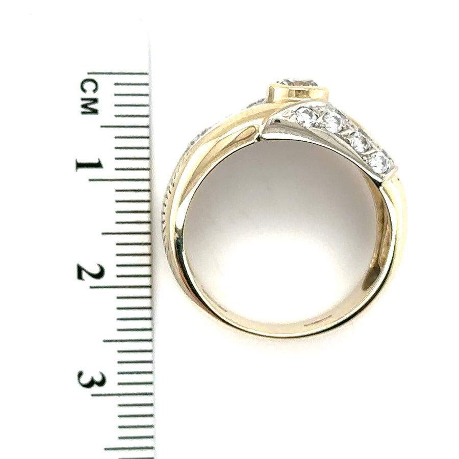 14ct Yellow Gold Cubic Zirconia Ring - Size P