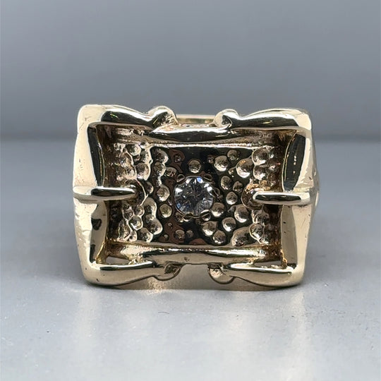 9ct Yellow Gold Single Stone Diamond Buckle Ring (c. 0.25 - 0.30ct) - Size U