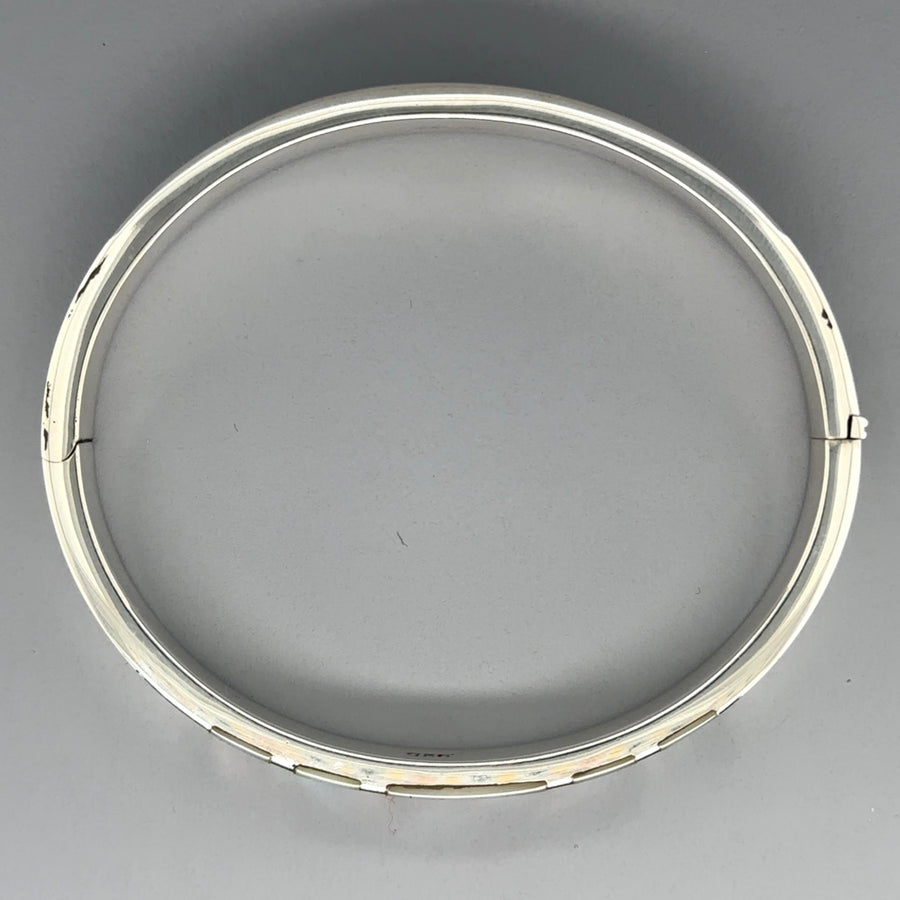Sterling Silver Synthetic Stone Set Bangle