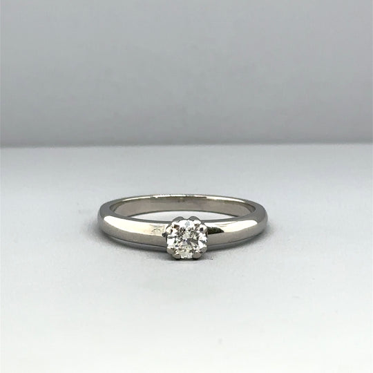 18ct White Gold Single Stone Diamond Ring (c. 0.30 - 0.35ct) - Size N
