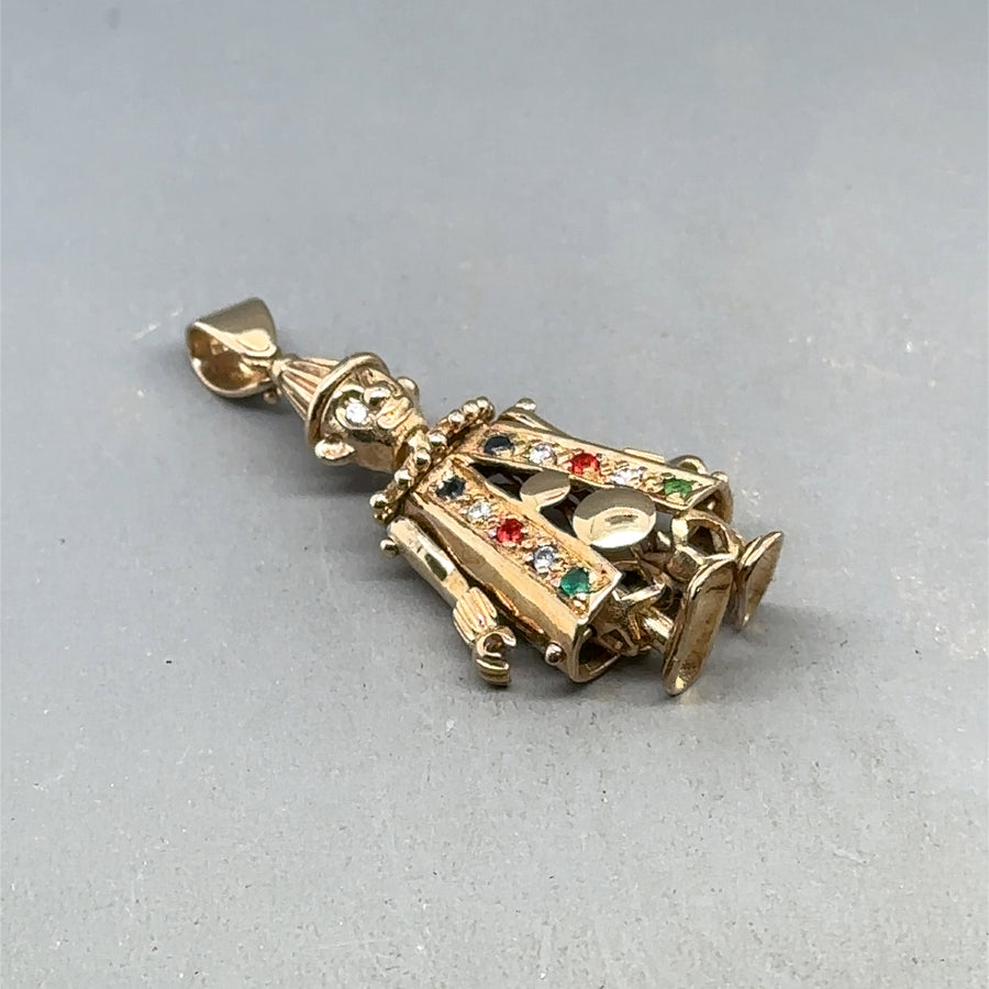 9ct Yellow Gold Cubic Zirconia Clown Pendant