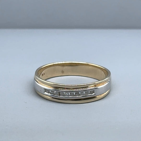 9ct Bi-Colour Diamond Band Ring - Size X