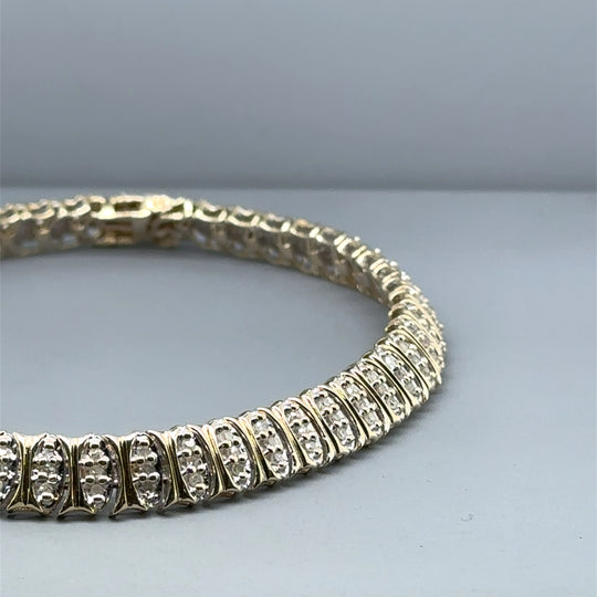 9ct Yellow Gold Diamond Set Bracelet (c. 1.45 - 1.50ct)