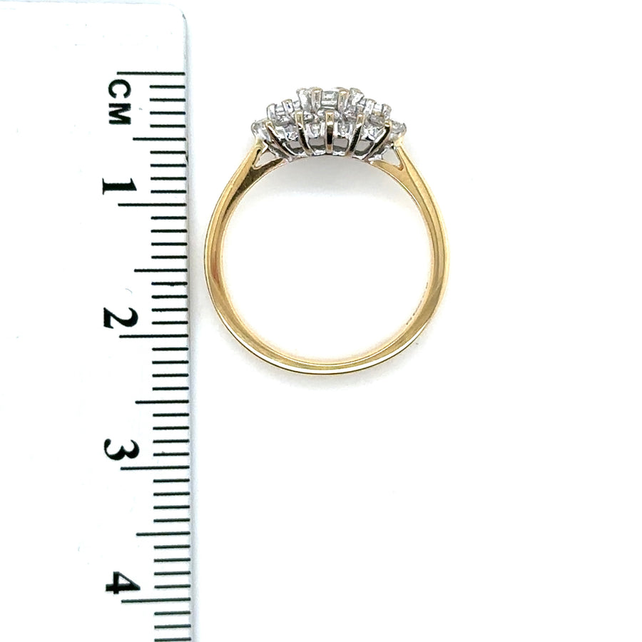 18ct Yellow Gold Diamond Cluster Ring (c. 0.50ct) - Size J