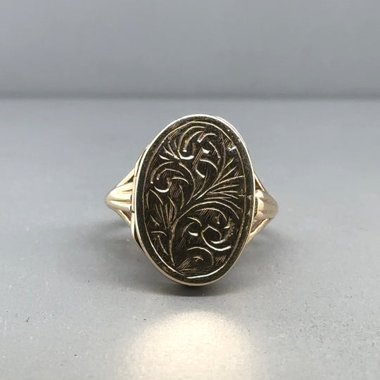 9ct Yellow Gold Locket Ring - Size M