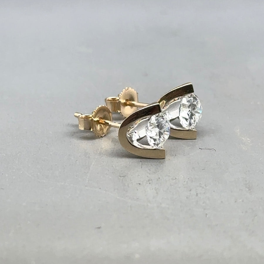 9ct Yellow Gold Single Stone Lab Grown Diamond Stud Earrings (c. 1.00ct) NEW!
