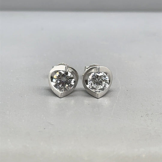 9ct White Gold Single Stone Lab Grown Diamond Stud Earrings (c. 1.00ct) NEW!