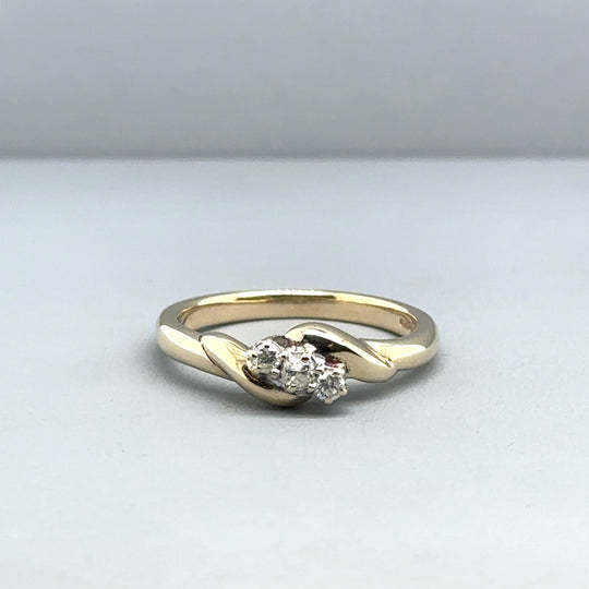 9ct Yellow Gold Three Stone Diamond Ring (c. 0.15ct) - Size N