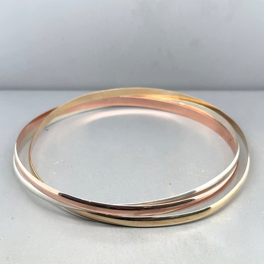 9ct Tri-Colour Triple Bangle