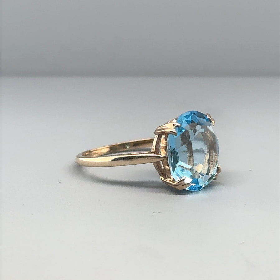 9ct Yellow Gold Synthetic Stone Ring - Size N