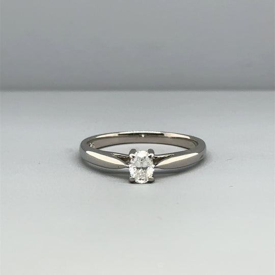 18ct White Gold Single Stone Diamond Ring (c. 0.25ct) - Size L 1/2