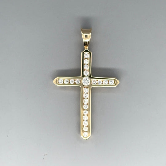9ct Yellow Gold Cubic Zirconia Cross Pendant