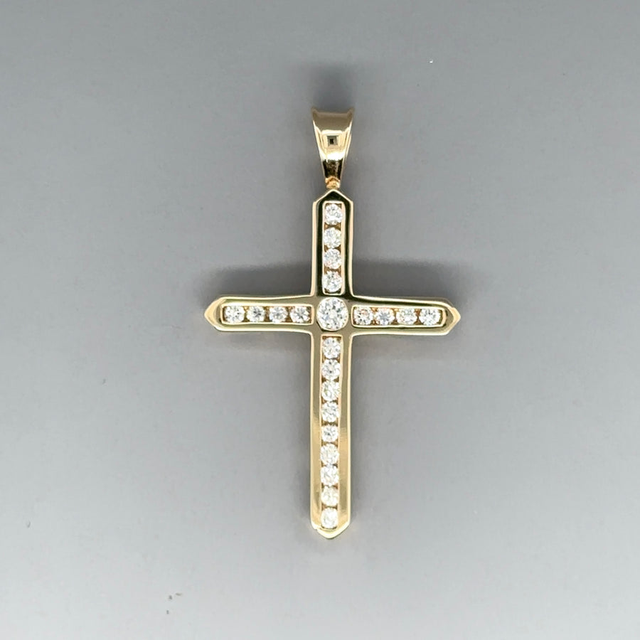 9ct Yellow Gold Cubic Zirconia Cross Pendant
