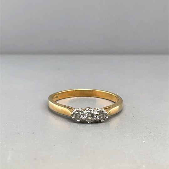 18ct Yellow Gold Three Stone Diamond Ring (c. 0.25ct) - P 1/2
