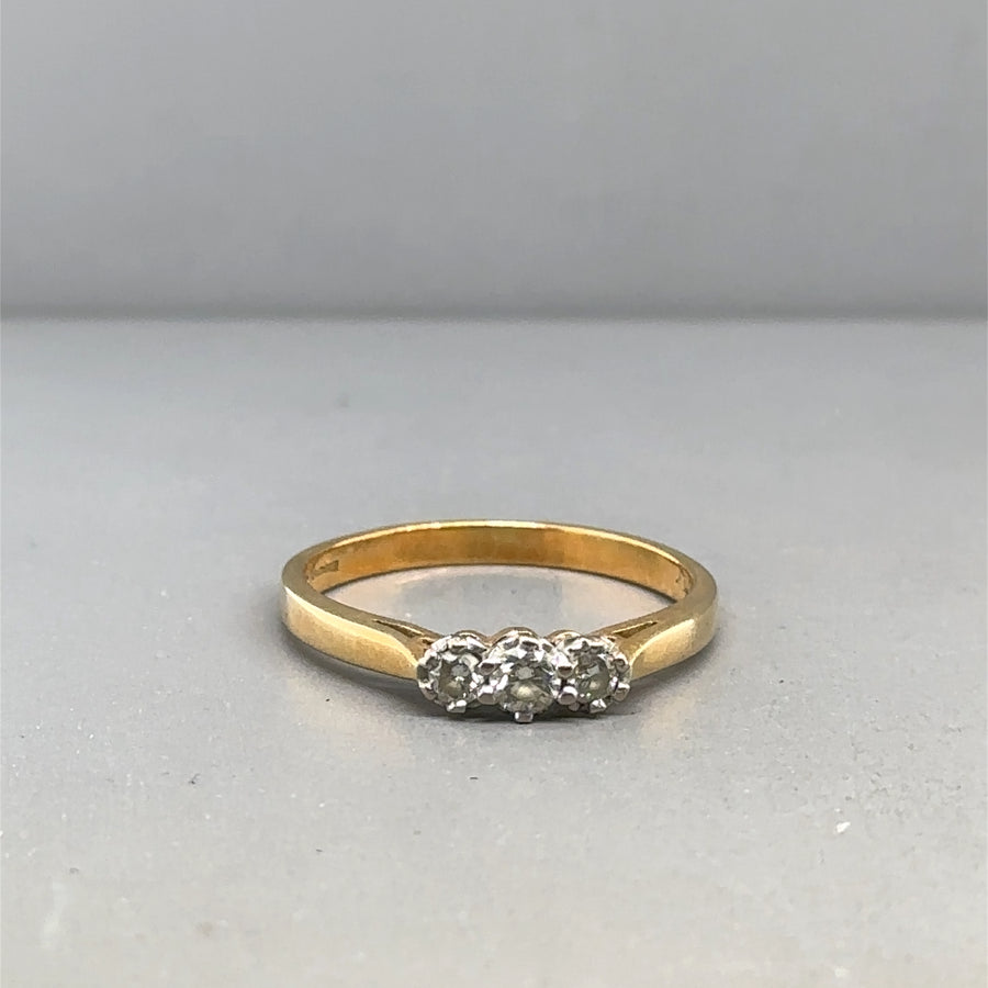 18ct Yellow Gold Three Stone Diamond Ring (c. 0.25ct) - P 1/2