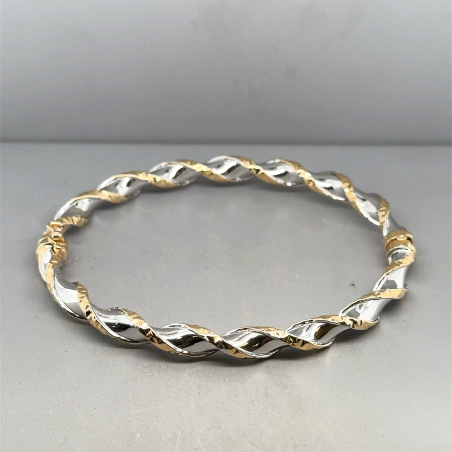 9ct Bi-Colour Twist Bangle NEW!