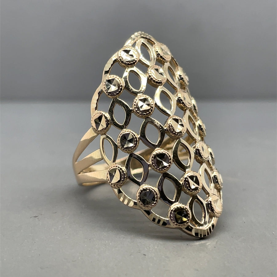 9ct Yellow Gold Dress Ring - Size R 1/2