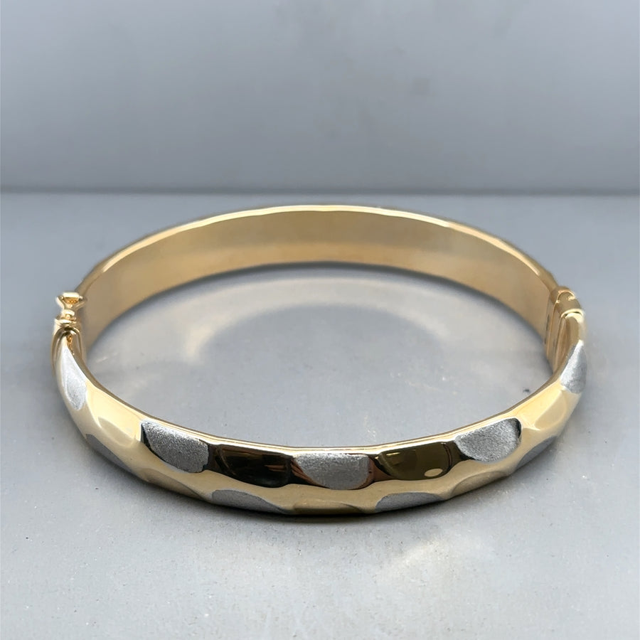 9ct Bi-Colour Patterned Bangle NEW!