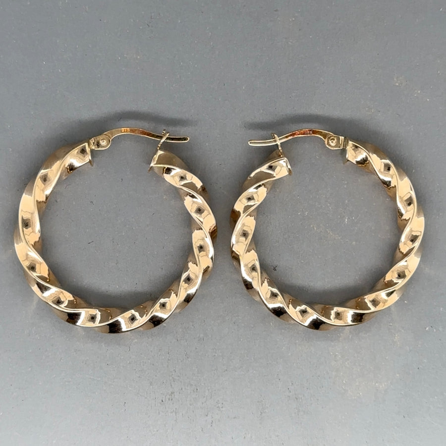 9ct Yellow Gold Twist Hoop Earrings