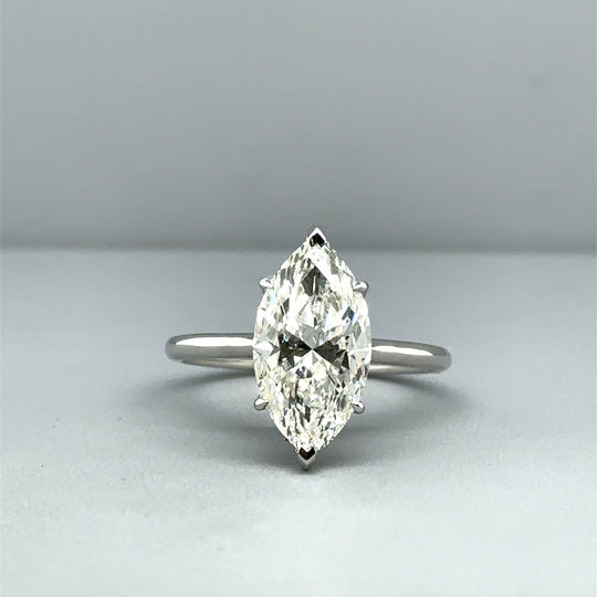18ct White Gold Marquise Cut Lab Grown Diamond Ring (c. 3.15ct) - Size M - NEW!