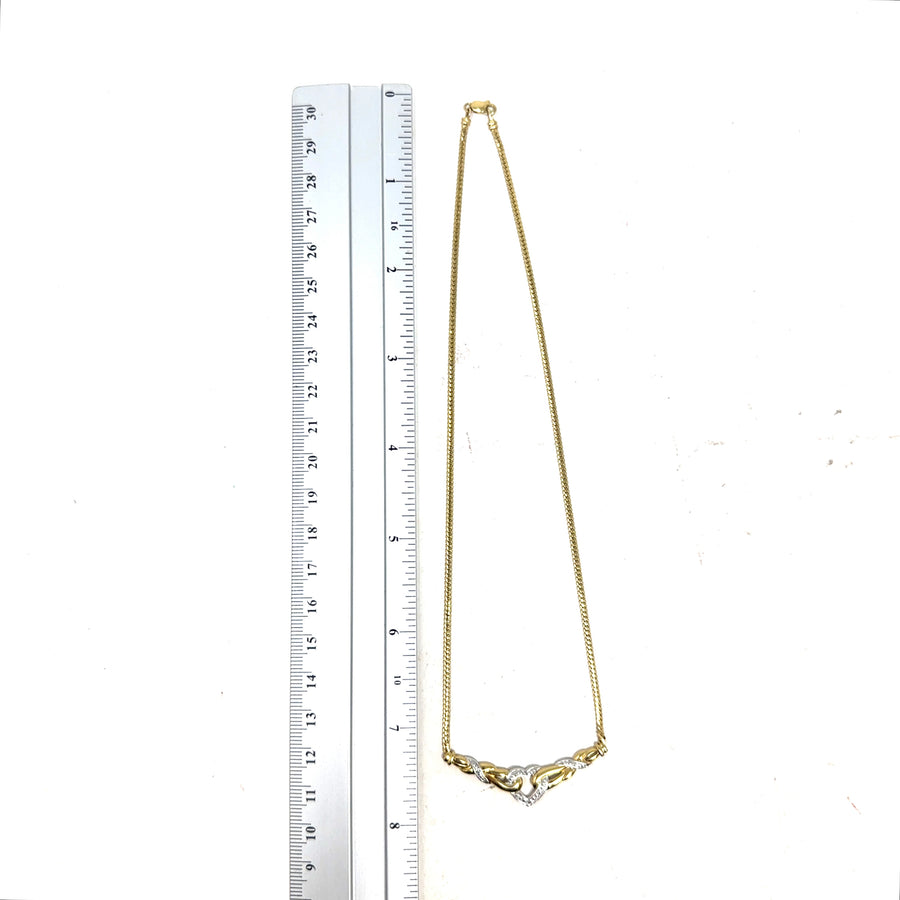 9ct Yellow Gold Diamond Heart Necklace (16")