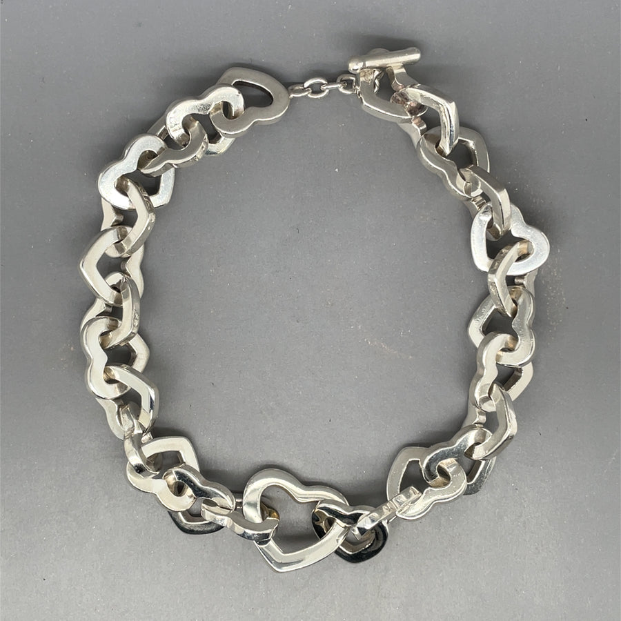 Sterling Silver Hearts T-Bar Bracelet