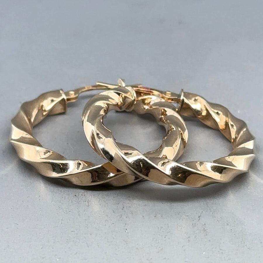 9ct Yellow Gold Twist Hoop Earrings