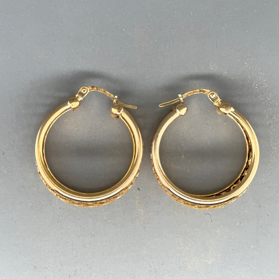 9ct Yellow Gold Basket Hoop Earrings