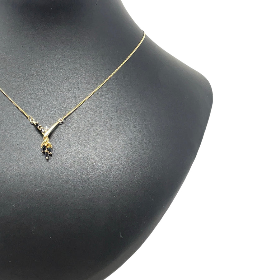 9ct Yellow Gold Sapphire and Diamond Drop Necklace (17")