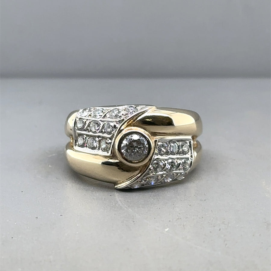 14ct Yellow Gold Cubic Zirconia Ring - Size P