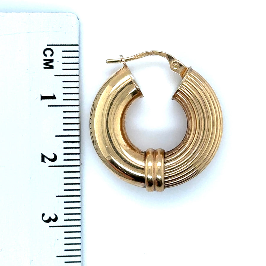 9ct Yellow Gold Fancy Hoop Earrings