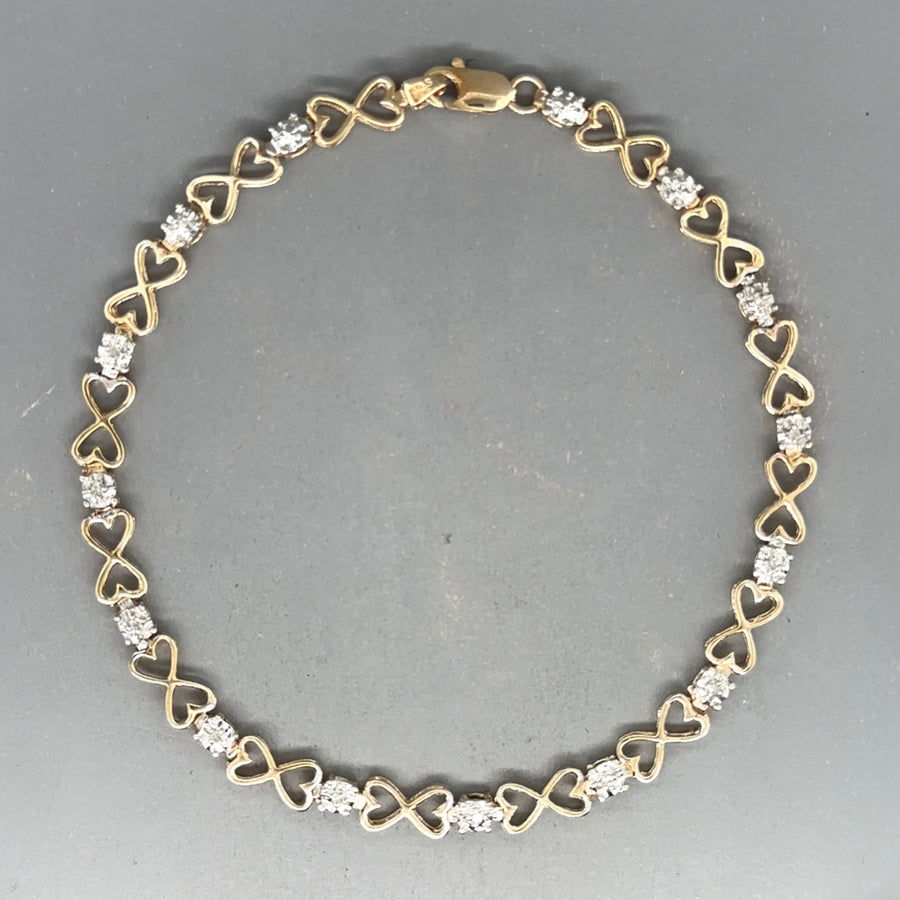 9ct Yellow Gold Diamond Set Fancy Bracelet