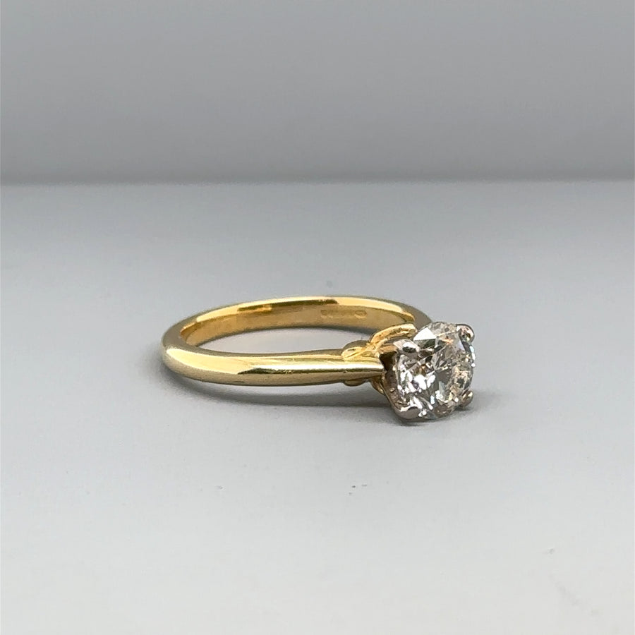 18ct Yellow Gold Single Stone Diamond Ring (c. 1.10ct) - Size L 1/2